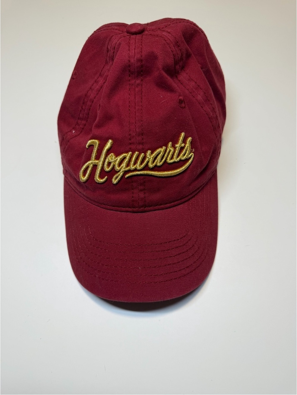 Hogwarts Embroidered Baseball Cap - Maroon with Gold Script